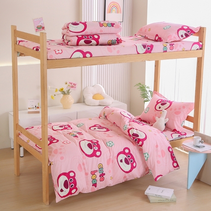 91家纺网 家纺一手货源 找家纺 （总）凯森2024新款斜纹加厚全棉三件套寝室学生床笠上下铺床三件套