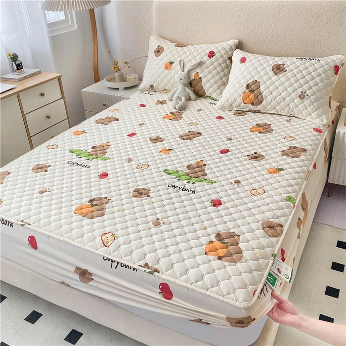 91家纺网 家纺一手货源 找家纺 九亭家纺 2024新款A类全棉抗菌夹棉床笠 全棉-鳄鱼萌宠