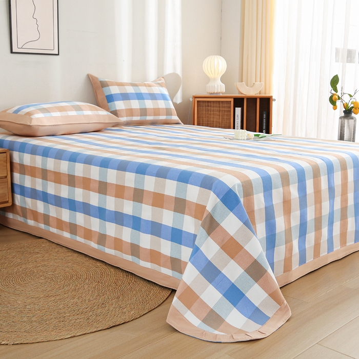 91家纺网 家纺一手货源 找家纺 首爱 2025新款全棉加厚宽边老粗布凉席三件套 天水