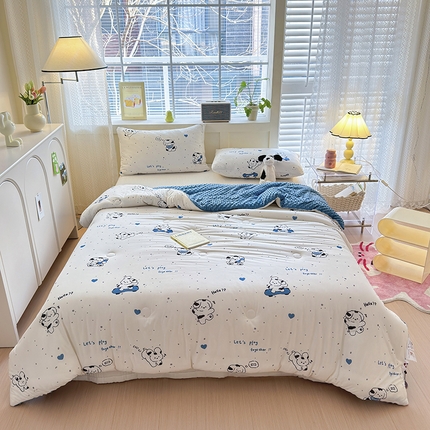 91家纺网 家纺一手货源 找家纺 荔禾家居 2024新款A类针织棉软糯大豆纤维豆豆被 顽皮狗