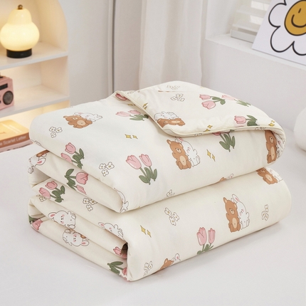 91家纺网 家纺一手货源 找家纺 （总）丝涟家居 2025新款A类双面针织棉卡通小清新滚绳工艺夏被