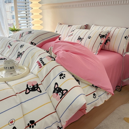 宇彬家纺 2024新款13372喷气全棉四件套 法豆