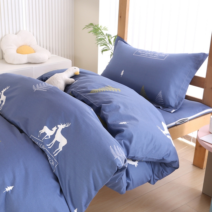 91家纺网 家纺一手货源 找家纺 凯森 133x72学生全棉三件套床单款上下铺宿舍六件套纯棉被套 一路繁程