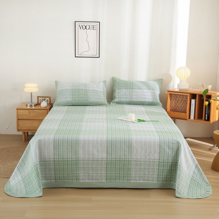 91家纺网 家纺一手货源 找家纺 首爱 2025新款全棉加厚宽边老粗布凉席三件套 宣武