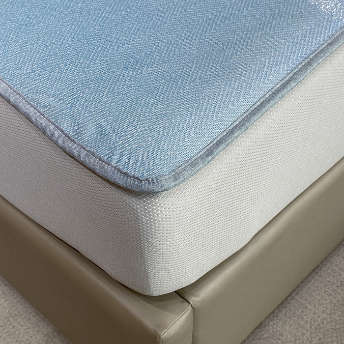 91家纺网 家纺一手货源 找家纺 由有2024升级款A类抗菌高精密色织提花可水洗冰丝凉席三件套/床笠款  时尚派