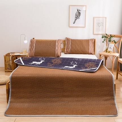 91家纺网 家纺一手货源 找家纺 （总）小牛席业 2024新款宜家风日式两用凉席【圆角款】凉席藤席冰藤席冰丝席乳胶席凉豆豆席