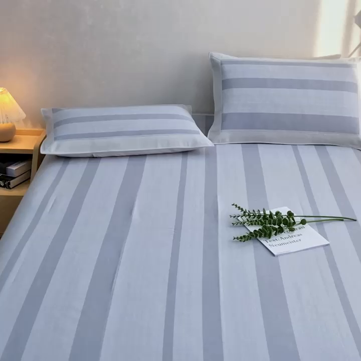 91家纺网 家纺一手货源 找家纺 首爱 2025新款全棉加厚宽边老粗布凉席三件套 姑苏