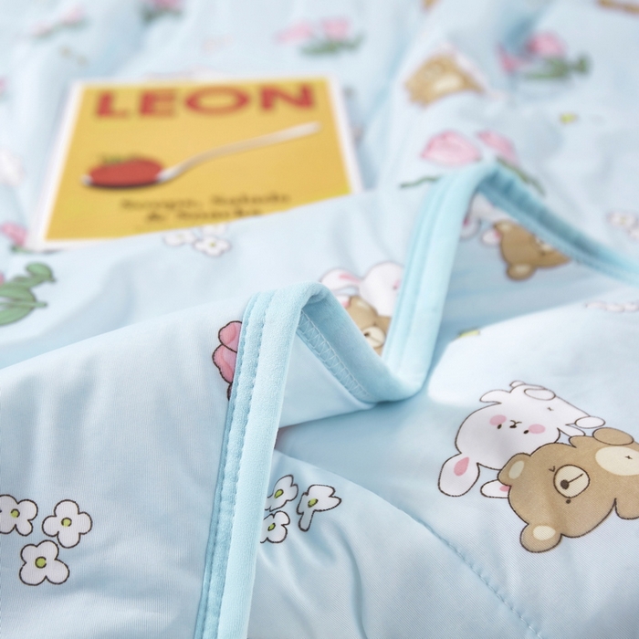 91家纺网 家纺一手货源 找家纺 丝涟家居 2025新款A类卡通小清新双面印花凉感丝夏被 郁金香兔