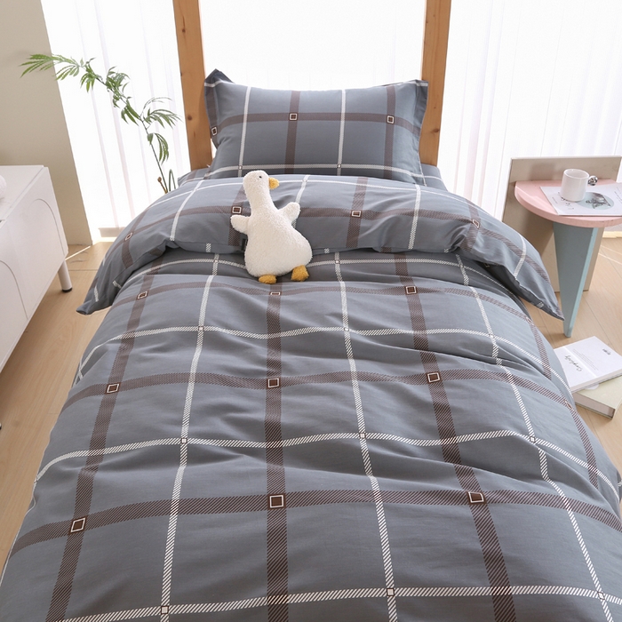 91家纺网 家纺一手货源 找家纺 凯森2024款13372全棉三件套床套款学生宿舍寝室六件套 俄洛伊-灰