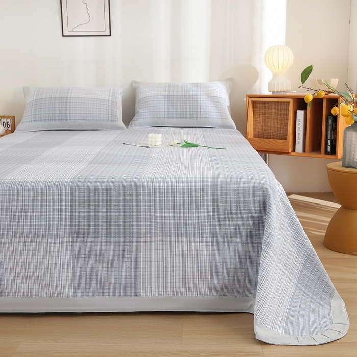 91家纺网 家纺一手货源 找家纺 首爱 2025新款全棉加厚宽边老粗布凉席三件套 云中