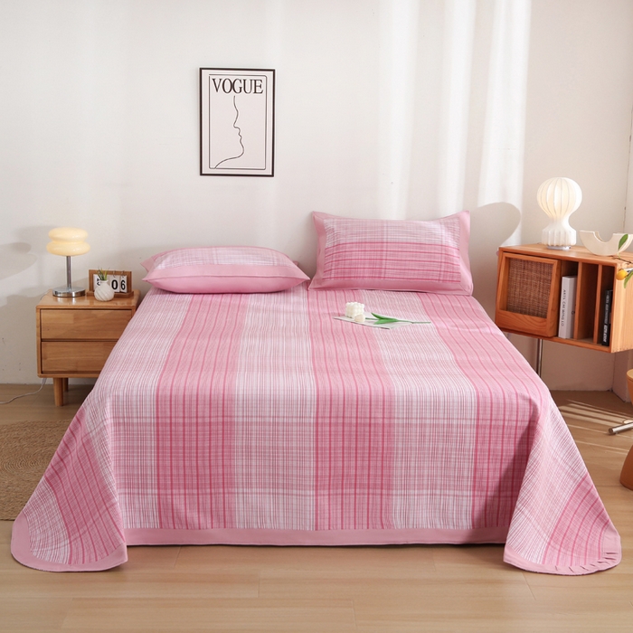 91家纺网 家纺一手货源 找家纺 首爱 2025新款全棉加厚宽边老粗布凉席三件套 乐清