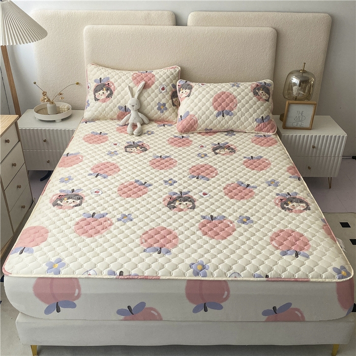 91家纺网 家纺一手货源 找家纺 九亭家纺 2024新款A类全棉抗菌夹棉床笠 全棉-甜美女生