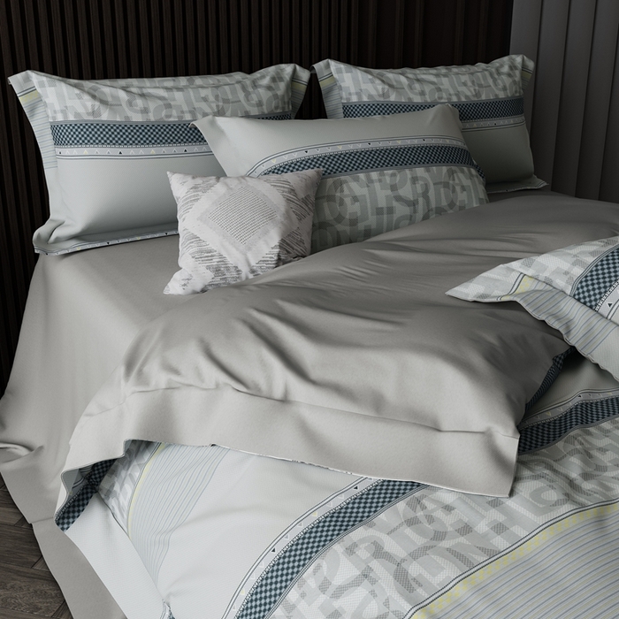 91家纺网 家纺一手货源 找家纺 栩裕纺织 2024新款柔柔棉数码印花四件套 洛梵-灰