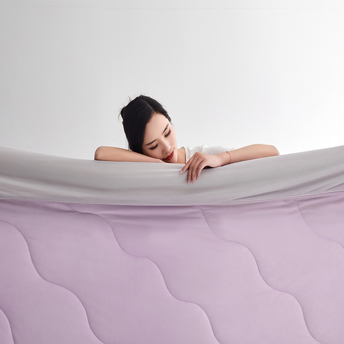 91家纺网 家纺一手货源 找家纺 米米儿家纺 2024新款A类瓜瓜凉感夏被空调被夏凉被西瓜被 丁香紫灰