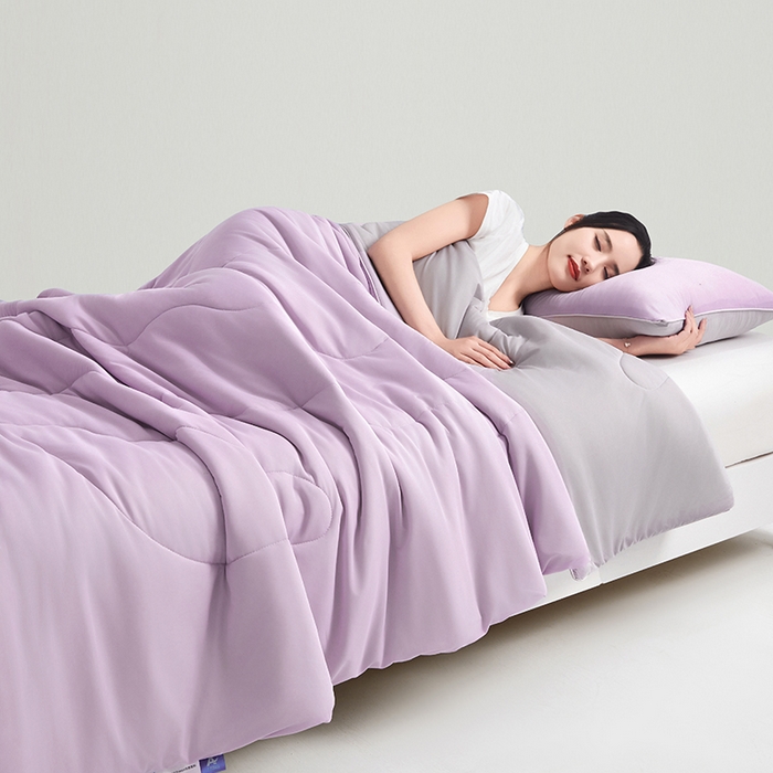 91家纺网 家纺一手货源 找家纺 米米儿家纺 2024新款A类瓜瓜凉感夏被空调被夏凉被西瓜被 丁香紫灰