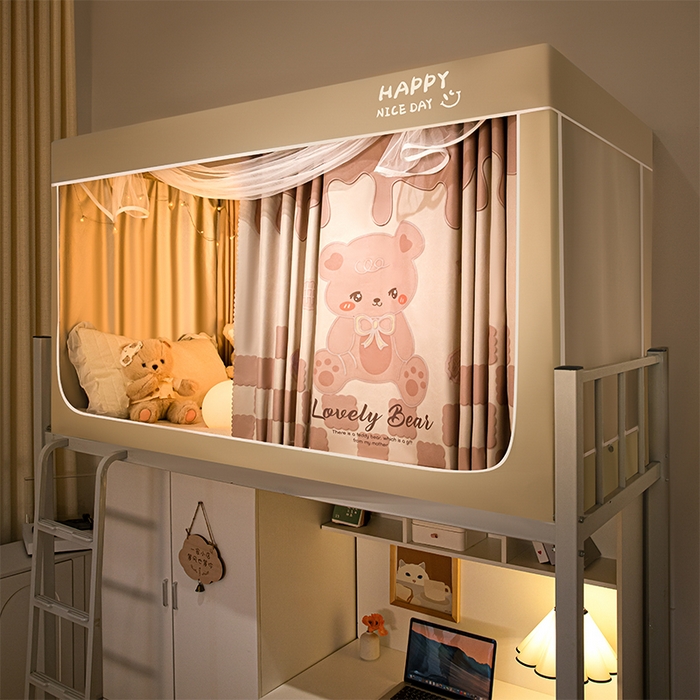 91家纺网 家纺一手货源 找家纺 澳萝拉 2024涂银99%遮光学生蚊帐 蜜糖小熊