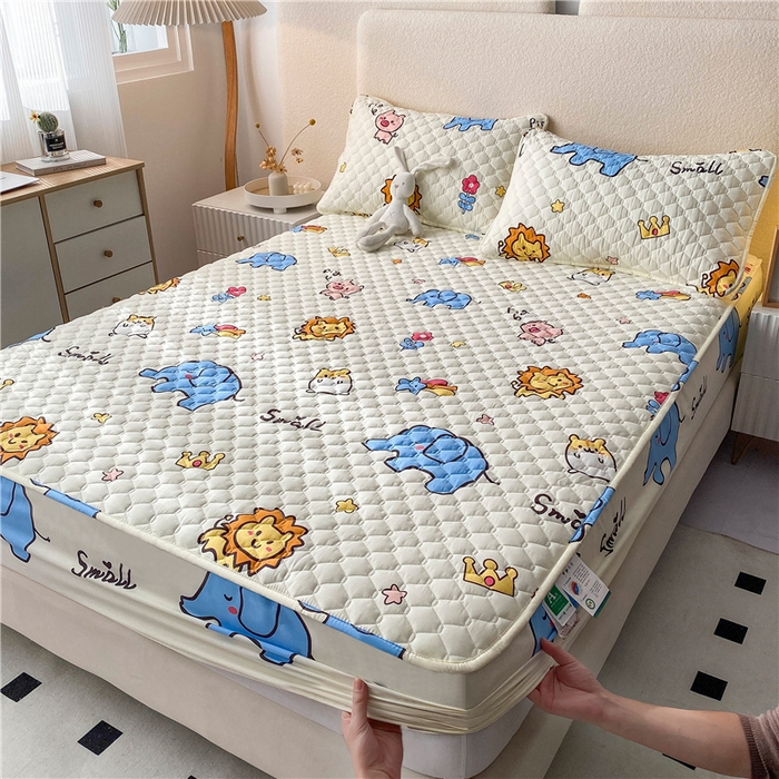 91家纺网 家纺一手货源 找家纺 九亭家纺 2024新款A类全棉抗菌夹棉床笠 全棉-动物园