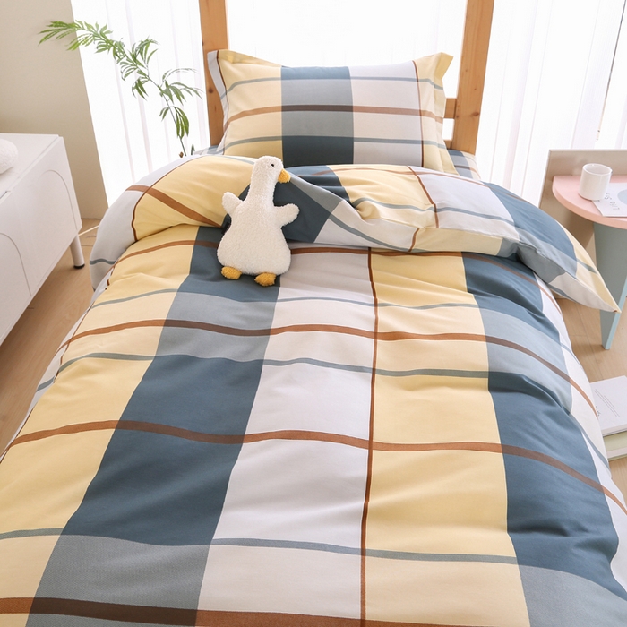 91家纺网 家纺一手货源 找家纺 凯森2024新款133x72全棉三件套纯棉学生床笠宿舍被套上下铺寝室六件套 卡丽尔