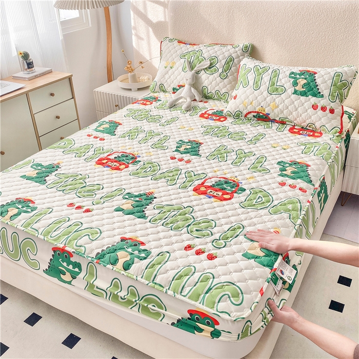 91家纺网 家纺一手货源 找家纺 九亭家纺 2024新款A类全棉抗菌夹棉床笠 全棉-鳄鱼日记