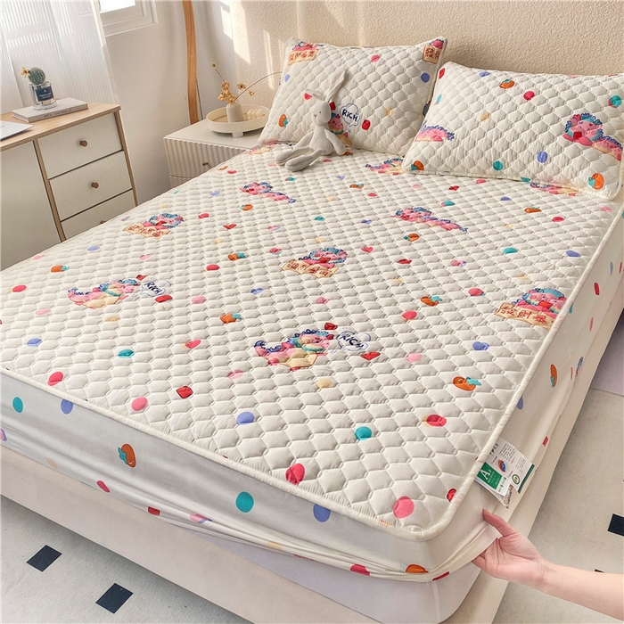 91家纺网 家纺一手货源 找家纺 九亭家纺 2024新款A类全棉抗菌夹棉床笠 全棉-暴富龙