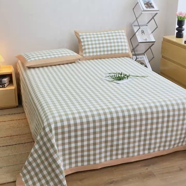 91家纺网 家纺一手货源 找家纺 棉乐町 2025新款全棉加厚宽边老粗布凉席三件套 未央