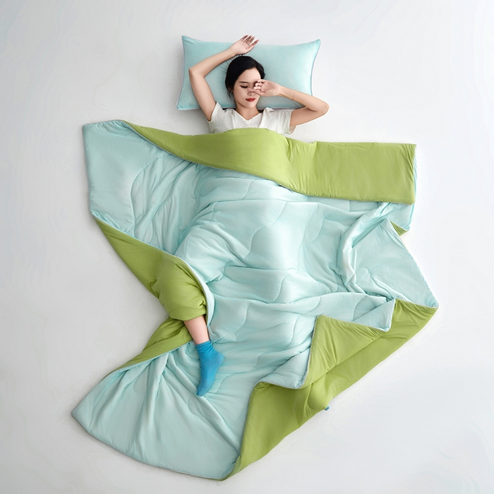 91家纺网 家纺一手货源 找家纺 米米儿家纺 2024新款A类瓜瓜凉感夏被空调被夏凉被西瓜被 冰川蓝绿