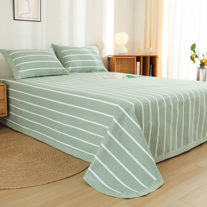 91家纺网 家纺一手货源 找家纺 棉乐町 2025新款全棉加厚宽边老粗布凉席三件套 崇安