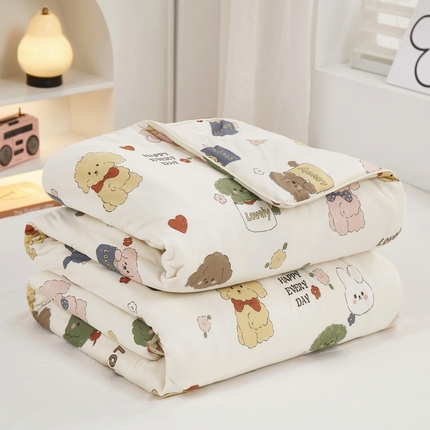 91家纺网 家纺一手货源 找家纺 （总）丝涟家居 2025新款A类双面针织棉卡通小清新滚绳工艺夏被