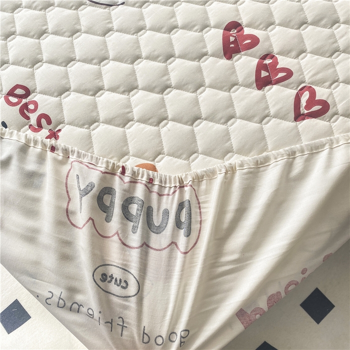 91家纺网 家纺一手货源 找家纺 九亭家纺 2024新款A类全棉抗菌夹棉床笠 全棉-方糖起司