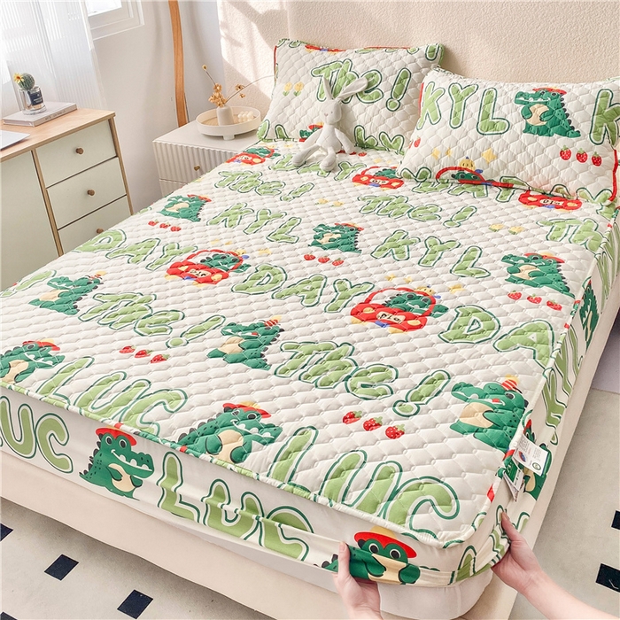 91家纺网 家纺一手货源 找家纺 九亭家纺 2024新款A类全棉抗菌夹棉床笠 全棉-鳄鱼日记