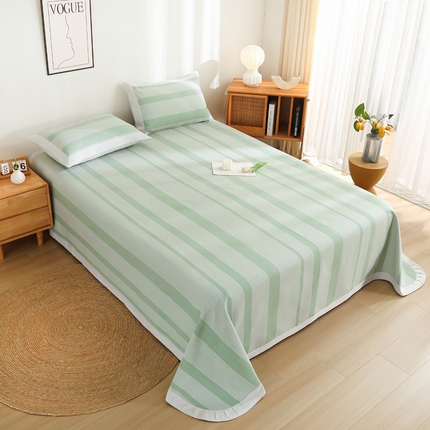 91家纺网 家纺一手货源 找家纺 （总）棉乐町 2025新款全棉加厚宽边老粗布凉席三件套