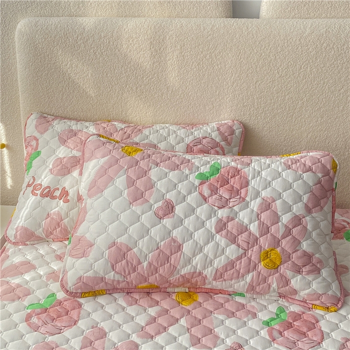 91家纺网 家纺一手货源 找家纺 九亭家纺 2024新款A类全棉抗菌夹棉床笠 全棉-水蜜桃粉