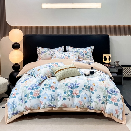 91家纺网 家纺一手货源 找家纺 （总）蝶帕 2024新款直播爆款全棉数码印花斜纹棉四件套