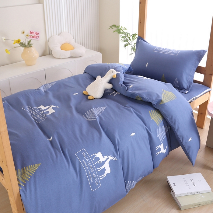 91家纺网 家纺一手货源 找家纺 凯森 133x72学生全棉三件套床单款上下铺宿舍六件套纯棉被套 一路繁程