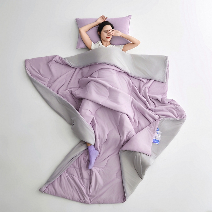 91家纺网 家纺一手货源 找家纺 米米儿家纺 2024新款A类瓜瓜凉感夏被空调被夏凉被西瓜被 丁香紫灰