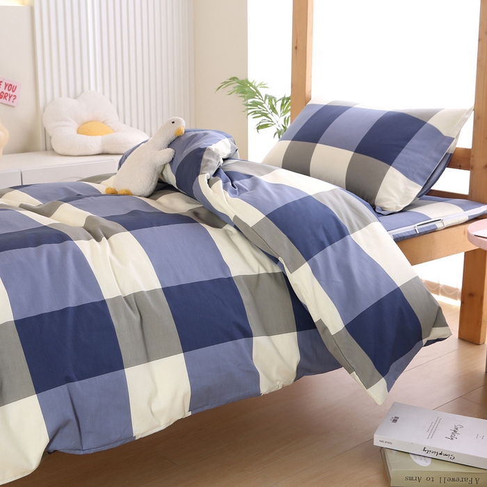 91家纺网 家纺一手货源 找家纺 （总）凯森 133x72学生全棉三件套床单款上下铺宿舍六件套纯棉被套