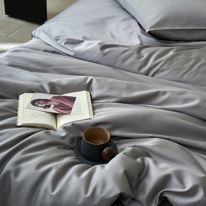 91家纺网 家纺一手货源 找家纺 沐晴家纺 2024新款天丝棉四件套 典雅灰（大理石灰）