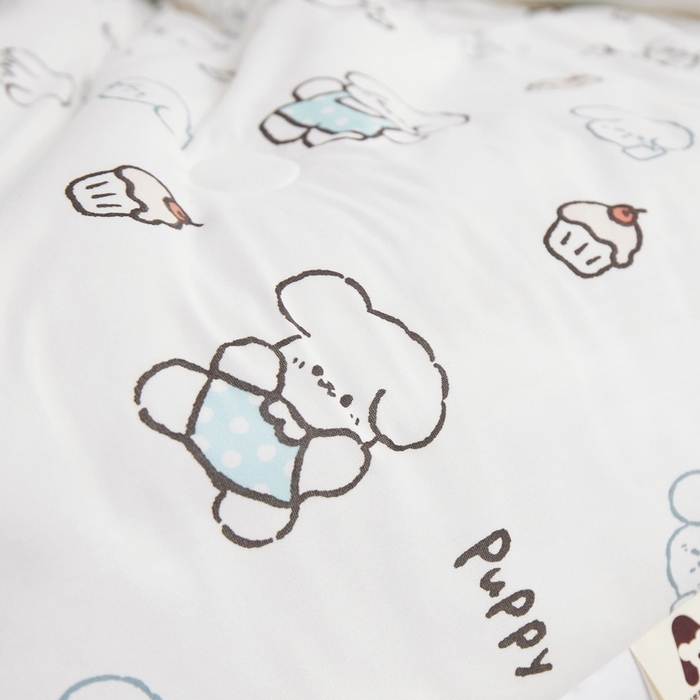 91家纺网 家纺一手货源 找家纺 丝涟家居 2025新款A类双面针织棉卡通小清新滚绳工艺夏被 布丁狗