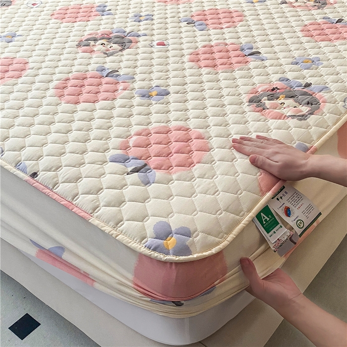 91家纺网 家纺一手货源 找家纺 九亭家纺 2024新款A类全棉抗菌夹棉床笠 全棉-甜美女生