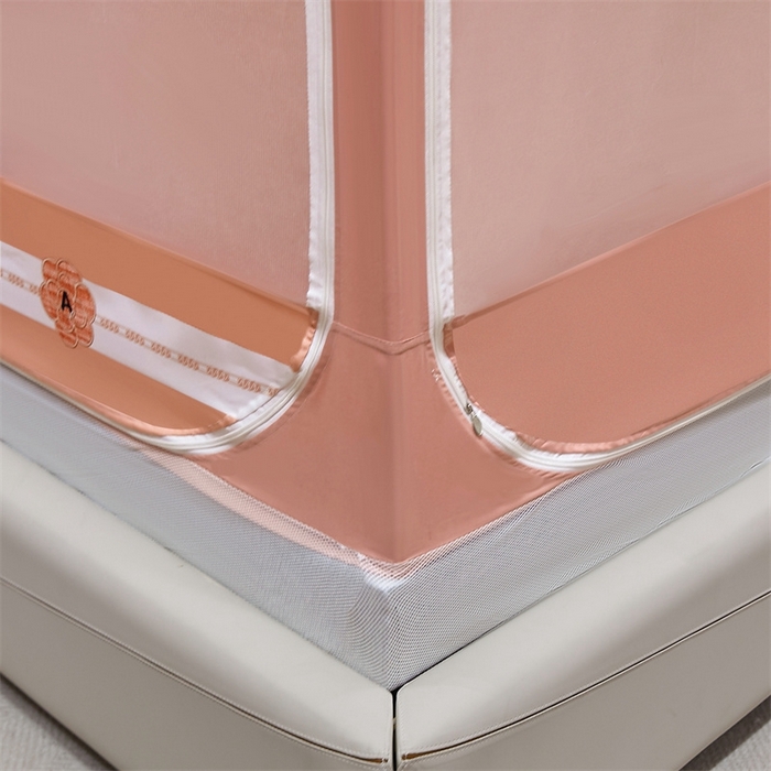 91家纺网 家纺一手货源 找家纺 艾晶美 2025新款轻奢风坐床式布帘遮光蚊帐 山茶花