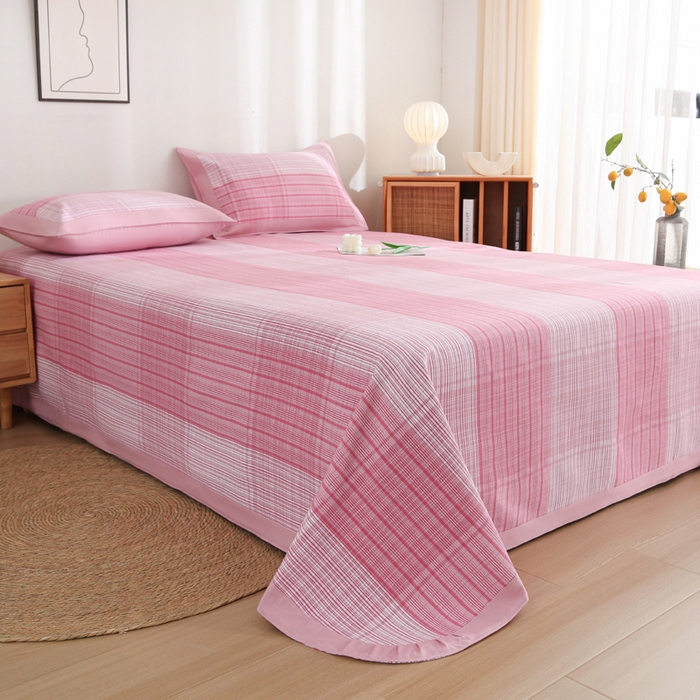 91家纺网 家纺一手货源 找家纺 首爱 2025新款全棉加厚宽边老粗布凉席三件套 乐清