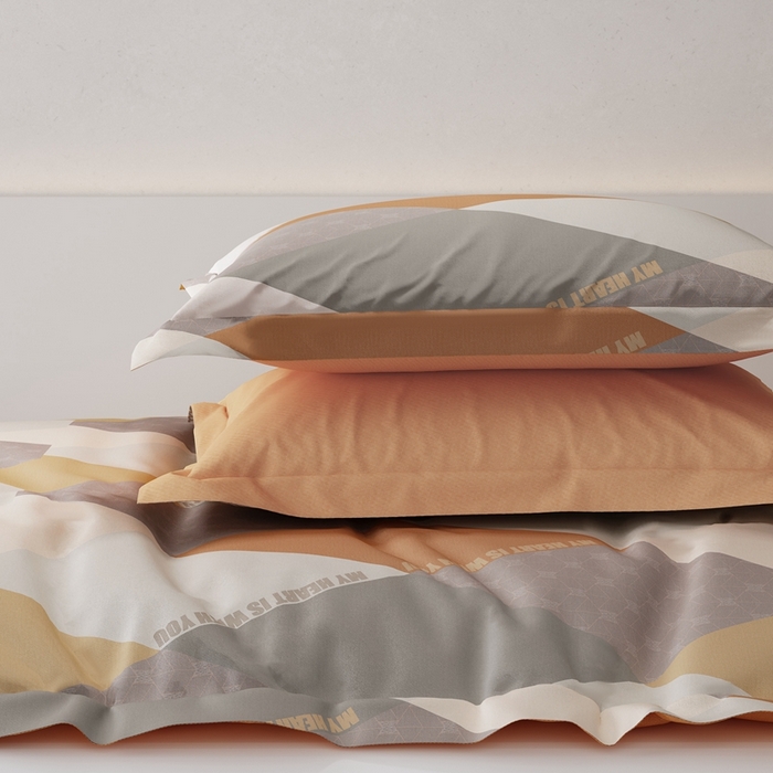 91家纺网 家纺一手货源 找家纺 栩裕纺织 2024新款柔柔棉数码印花四件套 贝拉-橙