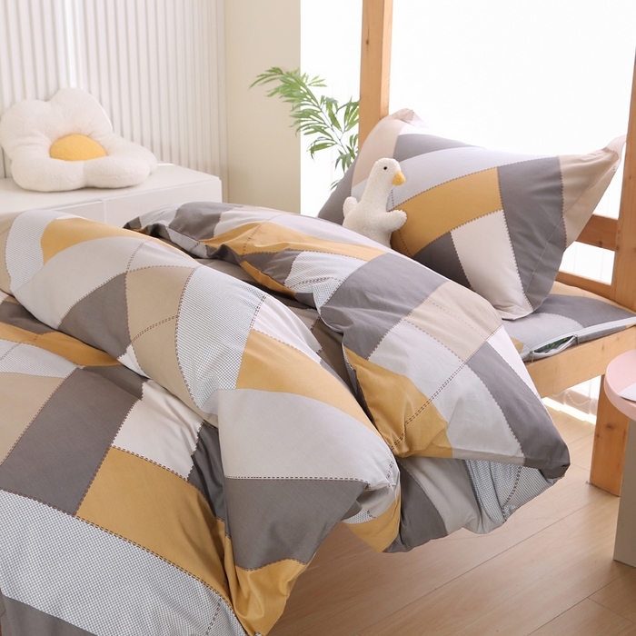 91家纺网 家纺一手货源 找家纺 凯森2024新款斜纹加厚全棉三件套寝室学生床笠上下铺床三件套 索格-咖