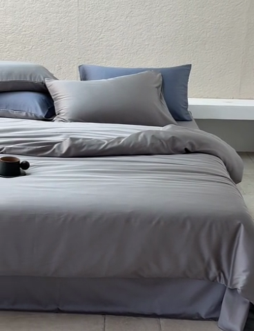 91家纺网 家纺一手货源 找家纺 沐晴家纺 2024新款天丝棉四件套 典雅灰（大理石灰）