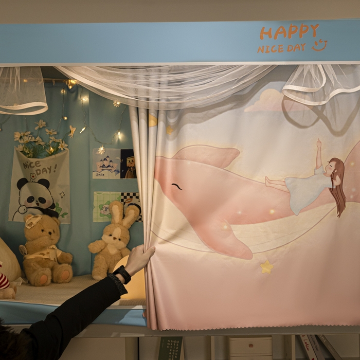 91家纺网 家纺一手货源 找家纺 澳萝拉 2024涂银99%遮光学生蚊帐 星海鲸梦