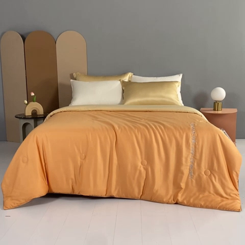 91家纺网 家纺一手货源 找家纺 子由家居 2024新款水洗真丝轻奢绣花夏被四件套 轻奢绣花-雅橘