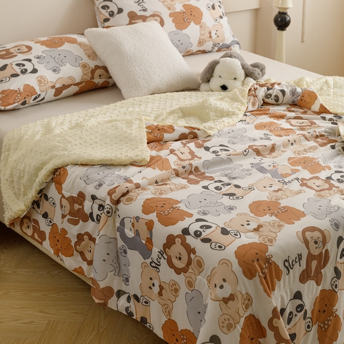 91家纺网 家纺一手货源 找家纺 绒梦里 2024新款小凉皮凉感冰豆豆ins夏被直播爆款夏凉被空调被 宠物派