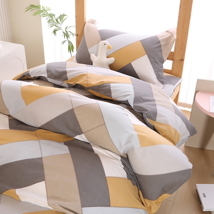 91家纺网 家纺一手货源 找家纺 凯森2024新款斜纹加厚全棉三件套寝室学生床笠上下铺床三件套 索格-咖