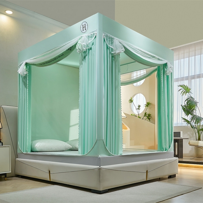 91家纺网 家纺一手货源 找家纺 （总）艾晶美 2025新款轻奢风坐床式布帘遮光蚊帐