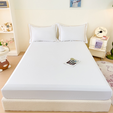 91家纺网 家纺一手货源 找家纺 （总）2025床笠全棉纯色床笠双拼简约床笠三件套可定制